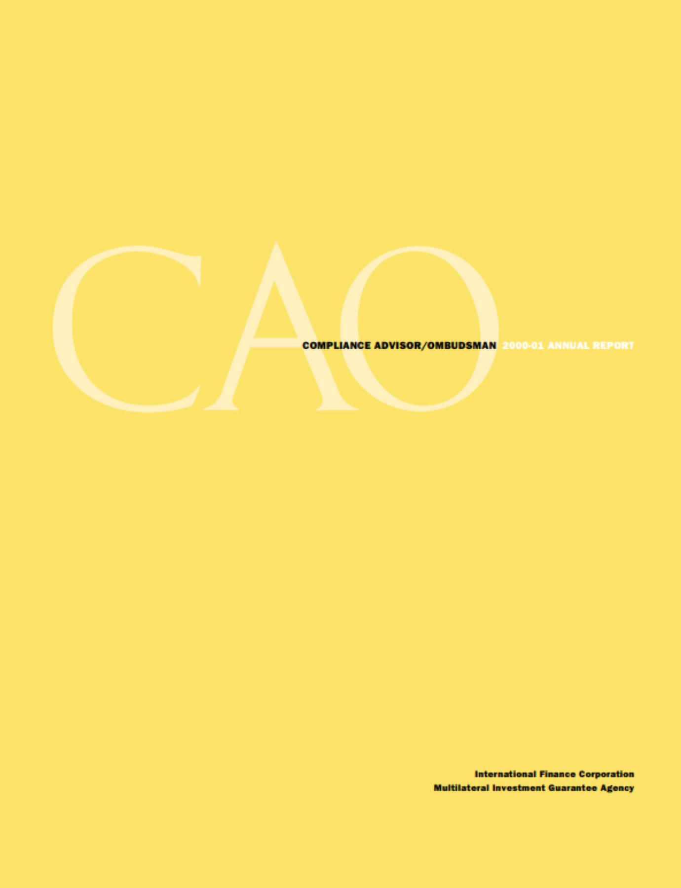 CAO 2001 Annual Report Cover