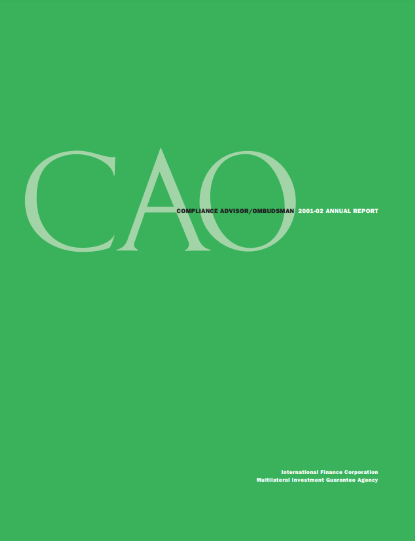 CAO 2002 Annual Report Cover